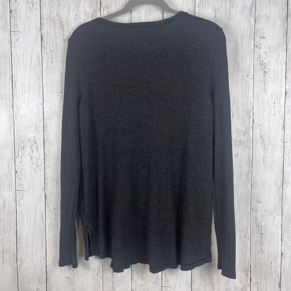 t.la Anthropologie Top Women Small Gray Waffle Knit Thermal Keyhole Tunic Casual - Picture 9 of 11